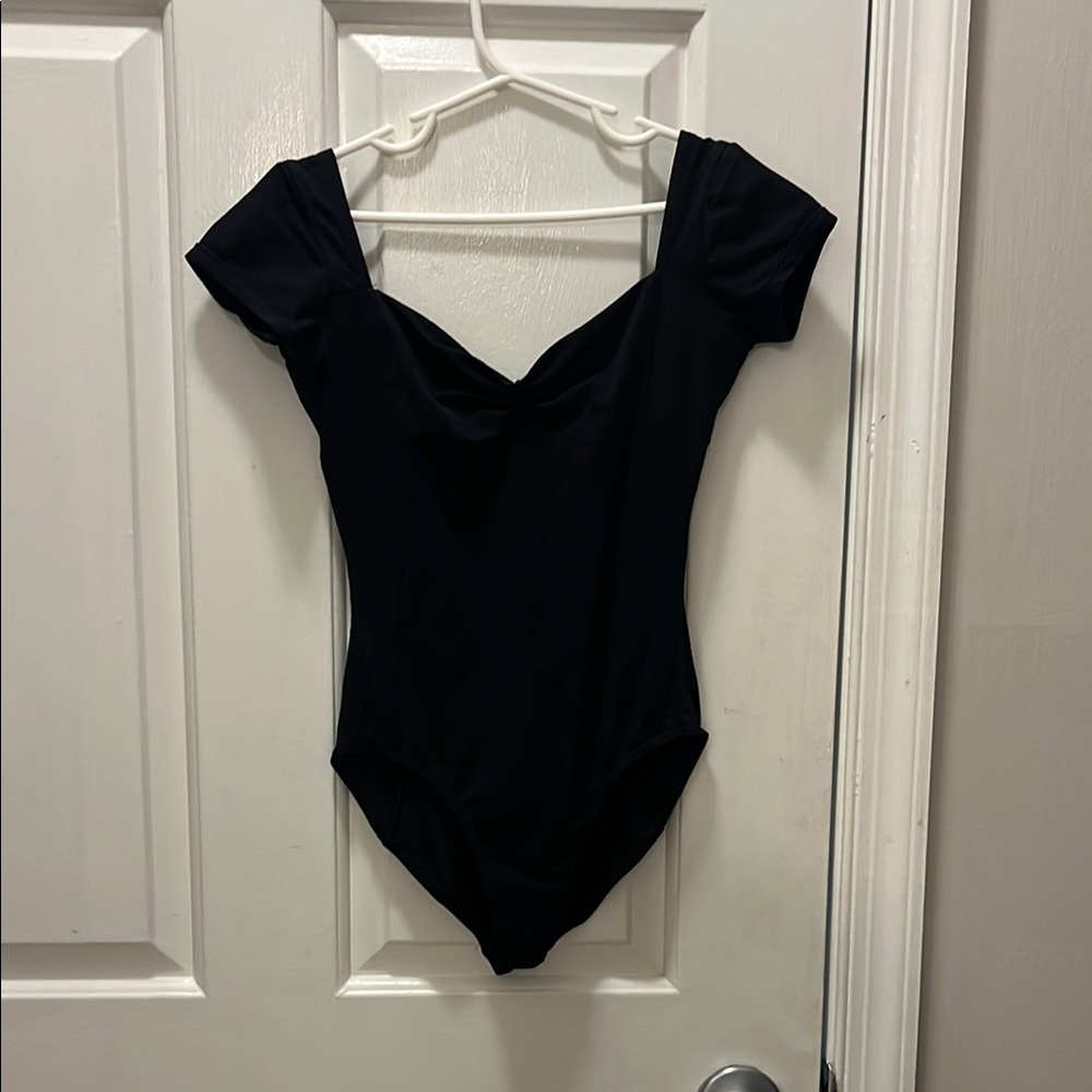 Nikolay black cap sleeve leotard